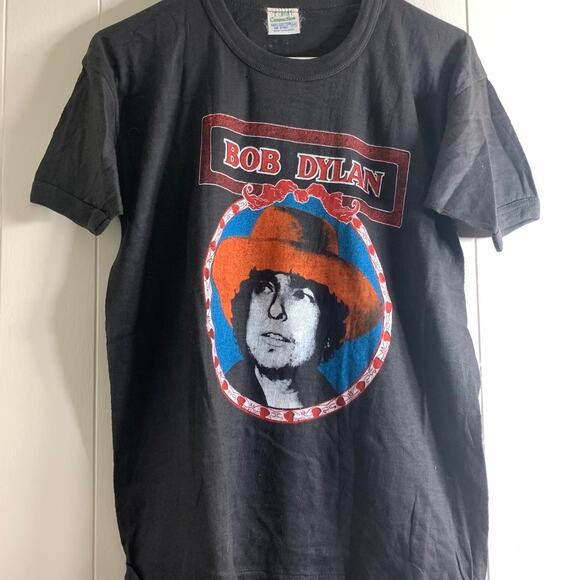 vintage 70's BOB DYLAN Portrait single stitch double sided graphic tee shirt M - Picture 3 of 7